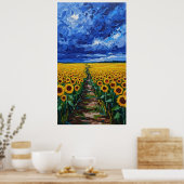 Poster Vibrant Expressionist Sunflower Field Painting (Cuisine)