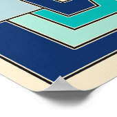Poster Vibrant Geometric Abstract in Flat Orange and Teal (Coin)