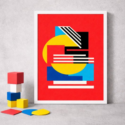 Poster Vibrant Geometric Design in Minimalist Shapes