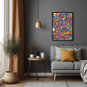 Poster Vibrant Géométrique Abstrait Art moderne coloré