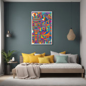 Poster Vibrant Géométrique Abstrait Art moderne coloré