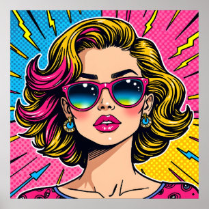 Poster Vibrant Glam Pop Art - Style rétro des années 80