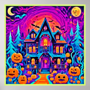 Poster Vibrant Halloween House Art