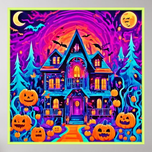 Poster Vibrant Halloween House Art (Devant)
