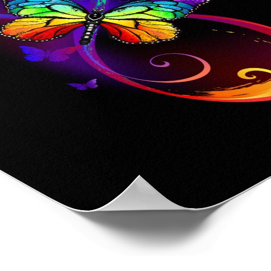 Poster Vibrant infinity with rainbow butterfly on black (Coin)