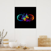 Poster Vibrant infinity with rainbow butterfly on black (Cuisine)
