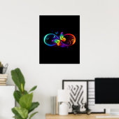 Poster Vibrant infinity with rainbow butterfly on black (Bureau à domicile)
