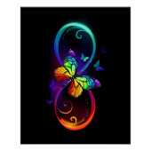 Poster Vibrant infinity with rainbow butterfly on black (Devant)
