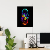 Poster Vibrant infinity with rainbow butterfly on black (Bureau à domicile)