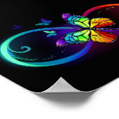 Poster Vibrant infinity with rainbow butterfly on black (Coin)
