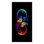 Poster Vibrant infinity with rainbow butterfly on black (Devant)