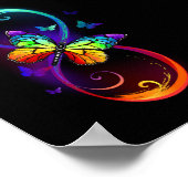 Poster Vibrant infinity with rainbow butterfly on black (Coin)
