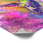 Poster Vibrant Jaune et Violet Floral Hummingbird Art (Coin)