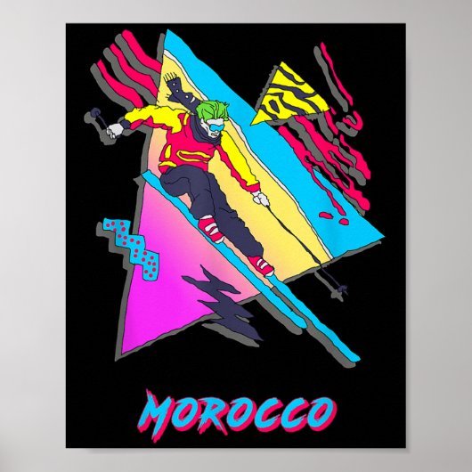 Poster Vibrant Maroc Ski Ski Ski Aventure Graphique (Devant)