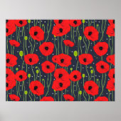 Poster Vibrant Modern Red Poppies Pattern Art (Devant)