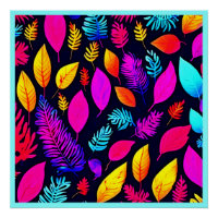 Vibrant Néon Foliage : Captivant Motif Feuille