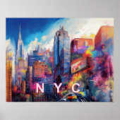Poster Vibrant NYC coloré Skyline Art (Devant)