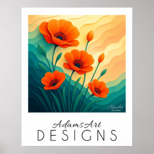 Poster Vibrant Papes Orange Art Botanique Moderne