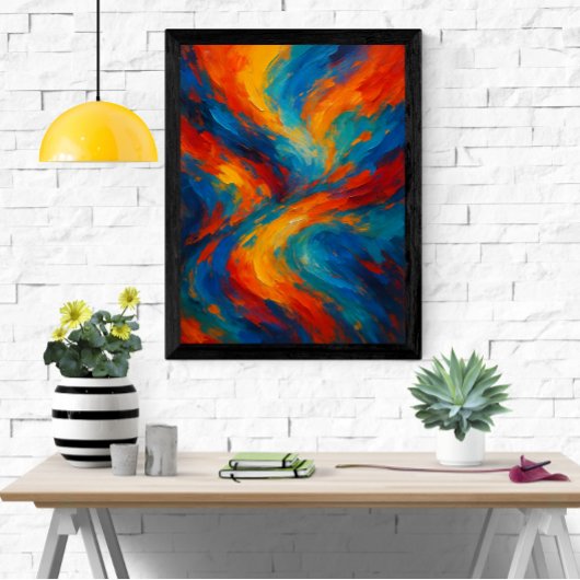 Poster Vibrant peinture Abstraite colorée à spirale moder