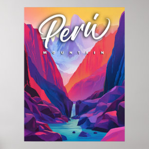 Poster Vibrant Pérou Mountain : Un voyage contemporain