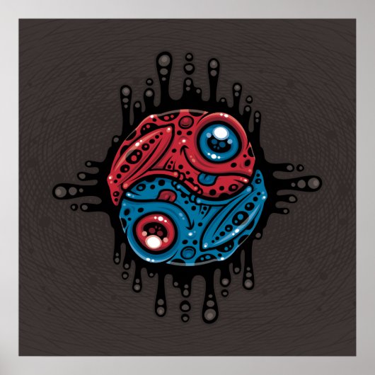 Poster Vibrant Poison rouge et bleu grenouille à tarte Yi (Devant)