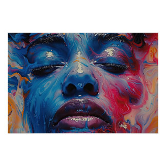 Poster Vibrant portrait of woman with colorful carnival h