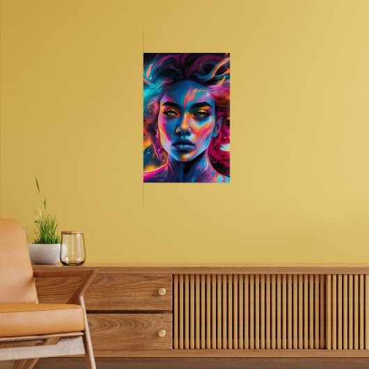 Poster Vibrant Psychedelic Woman Face (Salon 2)