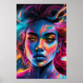 Poster Vibrant Psychedelic Woman Face (Devant)