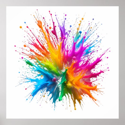 Poster Vibrant Rainbow Paint Splatter Explosion (Devant)