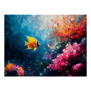 Poster Vibrant récif de corail avec poisson ange