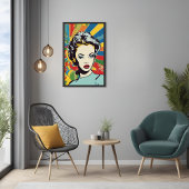 Poster Vibrant Retro Femme Pop Art Portrait