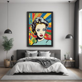 Poster Vibrant Retro Femme Pop Art Portrait