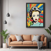 Poster Vibrant Retro Femme Pop Art Portrait