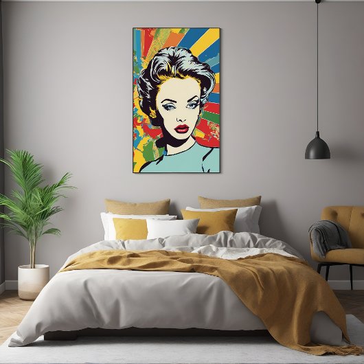 Poster Vibrant Retro Femme Pop Art Portrait