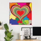 Poster Vibrant Retro Hearts (Bureau à domicile)