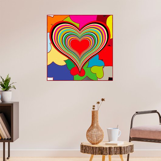 Poster Vibrant Retro Hearts