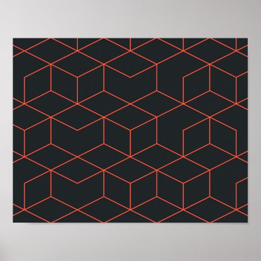 Poster Vibrant, rétro, simple, cool, tendance motif cube (Devant)