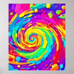 Poster Vibrant Spiral Splash Colors Art