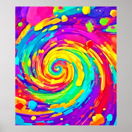 Poster Vibrant Spiral Splash Colors Art (Devant)