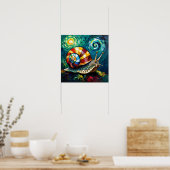 Poster Vibrantly Colorful Impasto Whimsical Snail (Cuisine)