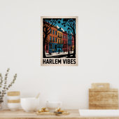 Poster Vibrations de Harlem - Brownstone Colorée Art (Cuisine)