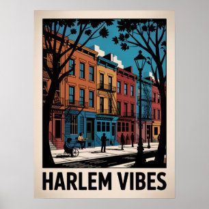 Poster Vibrations de Harlem - Brownstone Colorée Art
