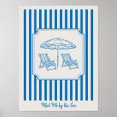 Poster Vibrations de Plage Côtière Rayures Bleues (Devant)