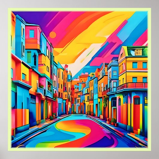 Poster Vibrations de rue colorées (Devant)