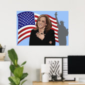 Poster Vice Pres Kamala Harris Drapeau Statue de la Liber (Bureau à domicile)