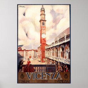 Poster VICENZA Basilica Palladiana Vintage Italian Travel