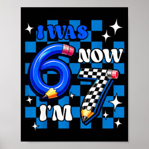 Poster Vichy bleu j'avais 6 ans je suis 7 drôle 67 ans ga