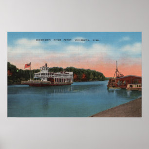 Poster Vicksburg, milliseconde - vue de ferry du fleuve