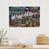 Poster Vicksburg, Mississippi - Scènes de grandes lettres (Cuisine)