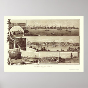 Poster Victoria, C.-B., Canada Carte panoramique - 1884